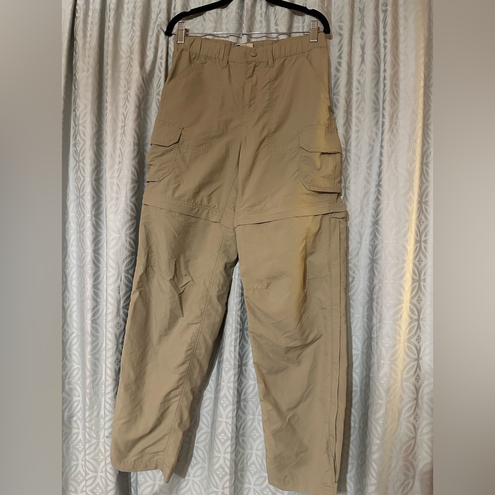 REI Sahara Convertible Pants Womens 4 Zip-Off Khaki Tan Hiking Outdoor Gorpcore
